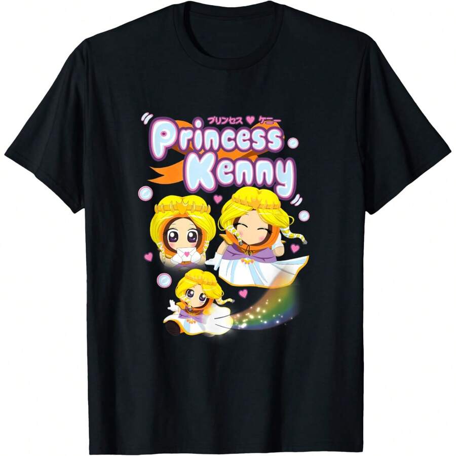 South Park Princess Kenny Rainbow Kanji Anime T-Shirt - 黑色 - 查看 1