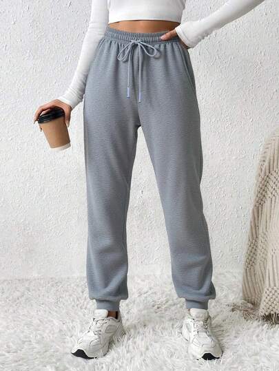 Pantalones Largos de Moda para Mujer - Cómodos y Casual con Bolsillos y Cintura Ajustable con Cuerda - Perfectos para el Día a Día