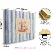 1pc Framed/Unframed Blue Vintage Striped Sailboat Canvas Poster Green Cute Rustic Mid Century Coastal Wall Art Print Minimalist Aesthetic Decor Retro Nursery Painting For Dorm,Living Room,Bedroom,Modern Home Decoration - Multicolor - View 10