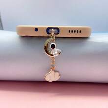 合金星月宇航员手机防尘塞，Type-C充电口防尘罩吊坠，适用于苹果、vivo手机，男女通用礼物 - 彩色 - 查看 4