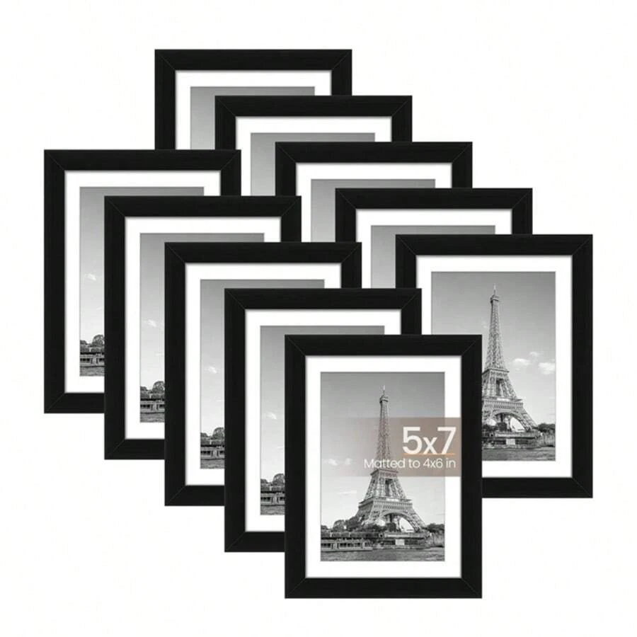 3个木制相框，适合照片墙，尺寸分别为10x15、13x18、15x20、20x25英寸，可放置于桌面或悬挂于墙上，是照片装饰和纪念礼品的理想之选。 - 黑色 - 查看 1