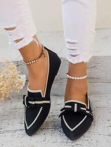 Kolorowe, kontrastowe, pasiaste, kokardkowe, duże rozmiary, eleganckie mokasyny, swobodne, szpiczaste, z miękkim dnem, wsuwane, płaskie, damskie, rozmiary 36-43