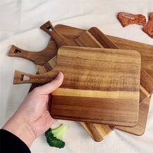 Cutting Board, Wooden Chopping Board, Pure Wood Appetizer Board, Food Preparation And Serving Tray With Hanging Hole And Handle, Suitable For Cutting Meat, Vegetables, Fruits, Bread, Cheese, Great For Kitchen, Party, Outdoor, Picnic - Brown - View 4