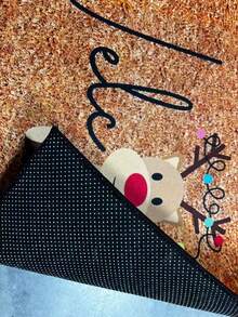 Felpudo de bienvenida con reno navideño - Diseño de dibujos animados festivos, antideslizante y lavable a máquina, perfecto para uso interior/exterior en cocina, comedor, pasillo, baño, dormitorio - Alfombra de terciopelo de cristal de secado rápido, disponible en varios tamaños [Alfombra de baño] [Alfombra de baño] [Alfombras de baño] Decoraciones de otoño/Decoraciones de Acción de Gracias/Decoraciones de Halloween Decoración de baño y cocina Alfombra de cocina