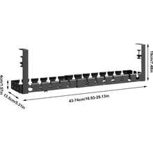 Extendable (43~74cm) Cable Management Tray With Power Outlet Bracket - Adjustable Metal Cable Organizer, Wall-Mounted Clip, Suitable For Home And Office Desk, Black, Can Store Router Cables, Data Cables, Adjustable Length, Desktop And Drawer Organizer, Home Storage - Multicolor - View 4