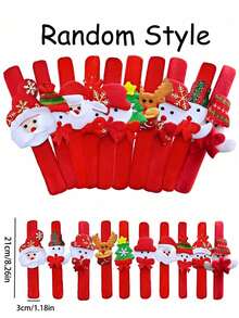 1/4/6/9/12PCS Red Slap Circle Bracelets Santa Elk Kids Gifts Christmas Ornaments 2025 Christmas Party Favor Xmas Gifts 2026 New Year Decor