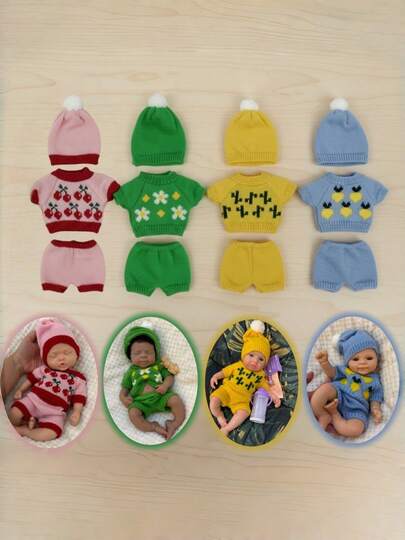 1 Set Of Doll Clothes Set/Accessories, 4 Styles For Choose, Sweater Set For 13 Inch Reborn Doll, Hand Wash, Adorable Overalls For Newborn Baby Dolls