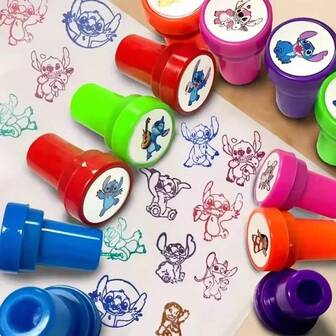 12PCS Cartoon Stitch Seal Gift Stitch Cartoon Pattern Seal Christmas Gift