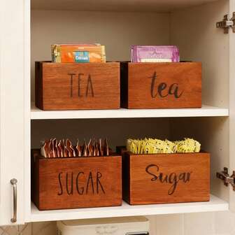 1pc Acacia Wood Tea Bag Holder, Sugar Packet Holder Organizer, Multipurpose Compact Tea Bag And Sugar Packet Storage Tray For Coffee Bar, Kitchen Counter, Hotel And Restaurant Service, Breakfast Nook, Office Pantry, Travel Beverage Station, Gift-Ready Hostess Present For Holiday Entertaining And Everyday Tabletop Display, Stylish Minimalist Organizer For Neat Countertops And Hospitality Setups, Perfect For Seasonal Gatherings And Cozy Mornings