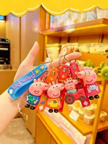 小猪佩奇钥匙扣收藏玩具，可爱卡通玩偶，动物钥匙扣，定制PVC钥匙扣，适合女孩、包包和吊坠 - 彩色 - 查看 2