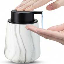 1个340毫升创意宽口时尚纹理陶瓷乳液瓶皂液器可重复灌装泵瓶，适用于液体皂、洗手液、厨房清洁剂、浴室乳液，也可用于酒店、民宿、厨房、水槽等场所。 - 彩色 - 查看 12