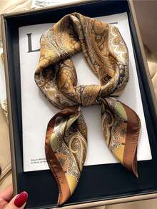 1pc Paisley Print 70cm Square Scarf, Women's Fashion Large Handkerchief/Bandana For Spring, Can Be Used As Waistband, Packaging Decor, Ribbon, Headband Or Headscarf