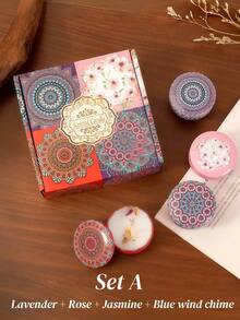 4件/1件花香蜡烛礼盒套装 | 送给闺蜜的生日礼物，送给女性的冬季礼物，香氛大豆蜡烛家居装饰，圣诞礼物，圣诞蜡烛，圣诞香氛。 - 花香蠟燭禮盒 - 查看 10