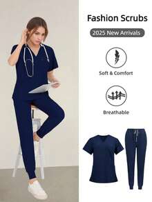 Hochkomfortable Krankenschwestern-Kasacks für Frauen, pflegeleichter Stoff, der Pilling widersteht, behält auch nach längerem Tragen seine strukturierte Form, atmungsaktiv & uneingeschränkt tragbar, Laboruniform