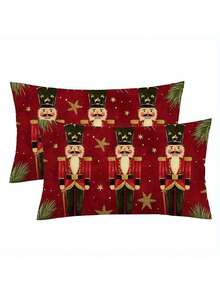 1/2/4pcs Nutcracker Decorative Throw Pillow Covers, Modern Style, 100% Polyester, Woven, Zipper Design, Suitable For Various Room Types - Red - View 7