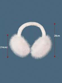 1个可爱蓝色毛绒耳罩，保暖户外学生冬季耳罩，蓬松长毛绒防寒耳罩，可折叠毛绒耳罩，冰川蓝和白色耳罩 - 彩色 - 查看 8