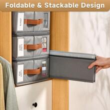 4/8 Pack Bed Sheet Organizers And Storage,Linen Wardrobe Organizers And Storage, Foldable Bedding Storage For Bedsheets, Duvet Covers And Pillow(Queen Or King Size), Sheet Storage For Wardrobe With Window - 灰色 - 查看 6