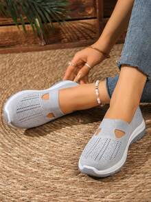Ladies' Breathable Mesh Casual Sports Shoes - Lightweight And Comfortable Walking Shoes With PVC Soles And Cloth Insoles - Multicolor Shoes Suitable For All Seasonst Doesn't Picky About Foot Shapes And Won't Rub Even After Long - Term Wearing. - 灰色 - 查看 4