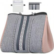Large Multipurpose Neoprene Beach Tote Bag With Inner Pocket Women/Pool - A5-pink-upgraded - View 1