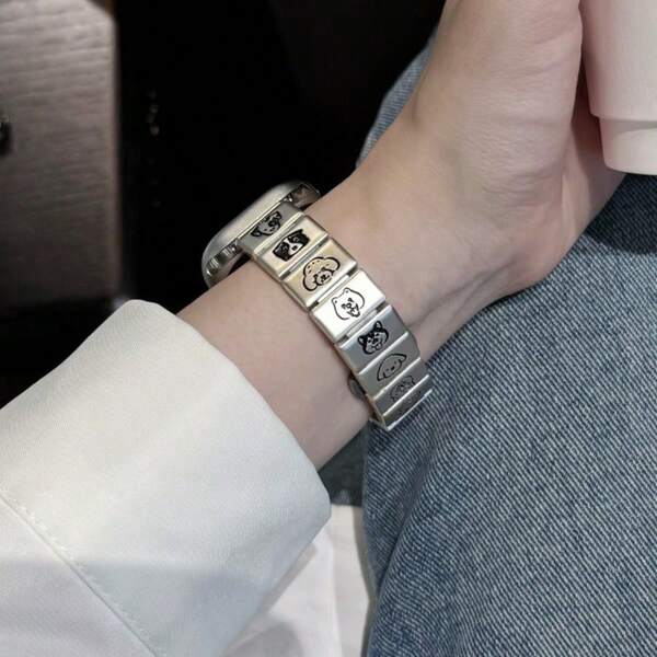 حزام معدني بنمط كلب كرتوني لهواتف آبل 10/9/8، أنيق