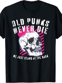 Alte Punks Die Nie - Punk Rock Di Pink Skull T-Shirt - Style 7 - View 1