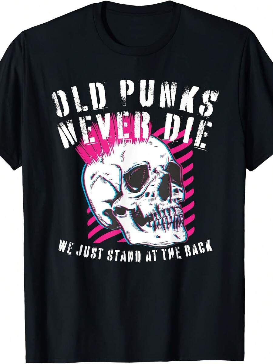 Alte Punks Die Nie - Punk Rock Di Pink Skull T-Shirt - Style 7 - View 1