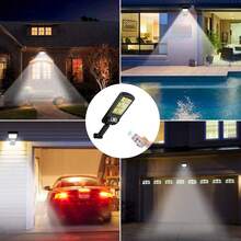99000LM LEDs Solar Powered Outdoor Wall Lights, 3 Lighting Modes, Motion Sensor, Durable ABS & Metal Construction - Solar Garden Decorations For Porch, Yard, Street Lighting - 黑色 - 查看 9