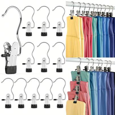 10 Pack Pants Hangers With Clip,Legging Organizer For Closet Hanging, Space Saving Yoga Pants Hangers Clip Hangers Closet Organization,Closet Organizers And Storage For Jeans,Shorts,Skirts,Hats