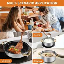 410 Stainless Steel Non-Stick Cookware (12pc), Easy-Clean Design For Home/Camping/RV Travel - Natural Color - View 8