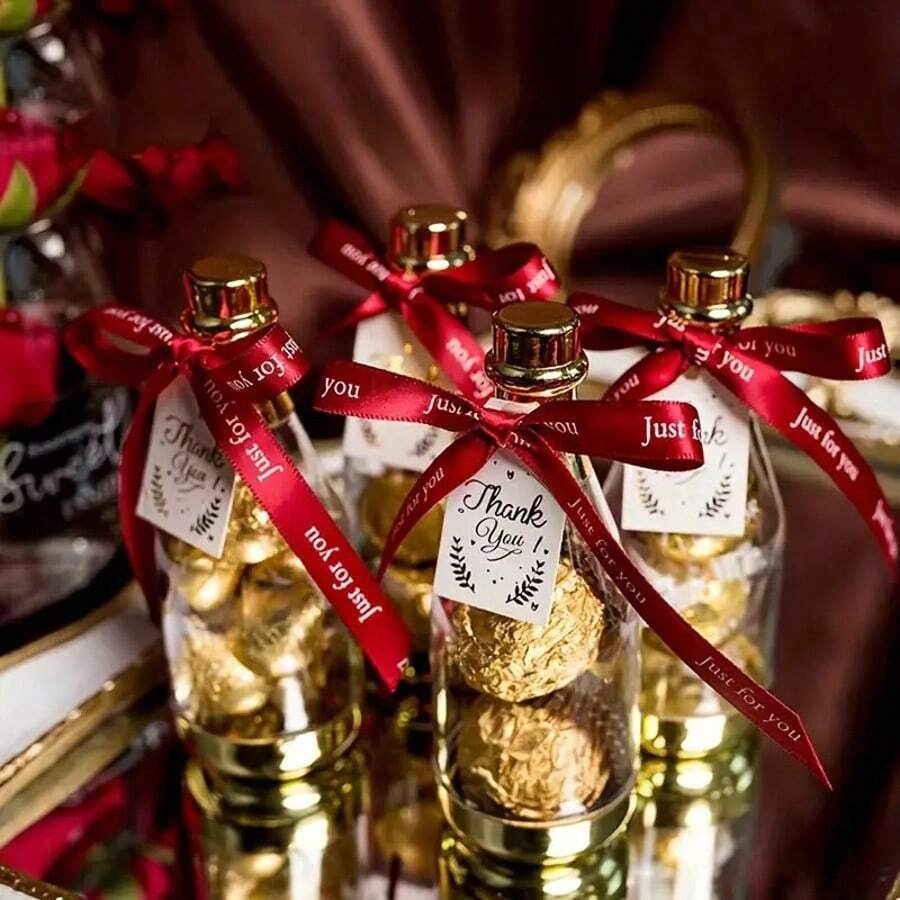 6pcs Transparent Champagne Bottle Candy Boxes - Plastic Gift Containers For Weddings, Birthdays, Parties - Perfect For Party Favors, Christmas Gifts