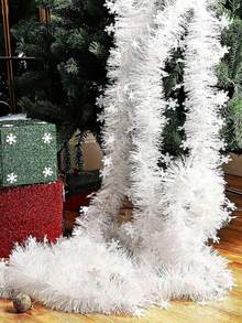 Red Shiny Snowflake Metallic Aluminum Foil Tassel Wreath, Christmas Tree Decor Wreath, For Holiday Party Backdrop, Christmas Theme,Centerpiece, Christmas Tree Garland Decoration - Multicolor - View 14