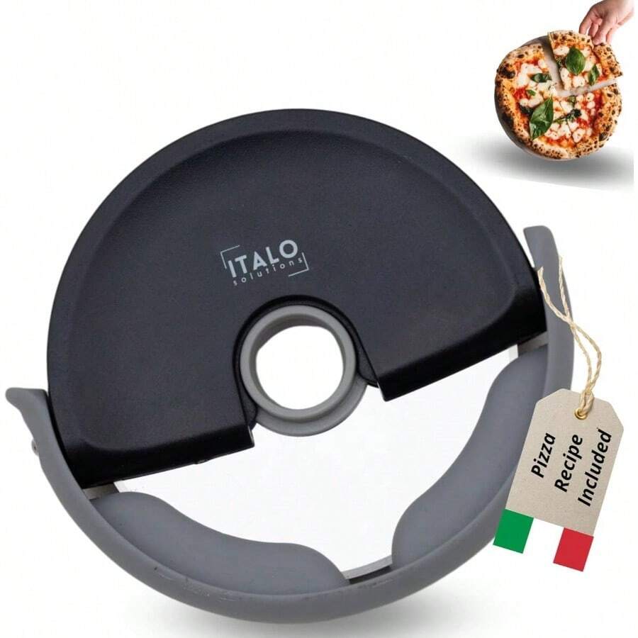 U2013 Pizza Cutter Wheel, Stainless Steel Pizza Cutter With Protective Blade Cover, Black - Initial - View 1