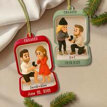 Premier ornement de Noël fiancé : figurine photo de proposition personnalisée, souvenir en acrylique. Idée si vous cherchez un cadeau d'anniversaire, un cadeau de pendaison de crémaillère, un cadeau de fête, un cadeau pour la fête des mères/des pères/Noël pour votre famille ou vos amis.