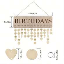 A Set Of Wooden Birthday Calendar Reminders, Wall-Mounted Family Birthday Boards With Labels. Suitable For Calendar Display Stands At Home, Classrooms And Offices, Halloween, Christmas Gifts - Beige - View 4