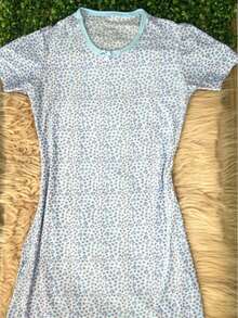 Pijama Feminino Estampado Básico Camisola de Manguinha Basica Confortável Baby Doll Roupa de Dormir Confortável Plus Size - Multicolorido - Visão 5