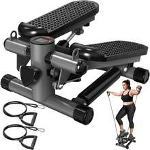 Mini Stepper para Ejercicio, Escaladora Hidráulico para Hacer Ejercicio en Casa con Bandas de Resistencia y Monitor LCD, Stepper para Entrenamiento Cardiovascular Silencioso para Piernas y Glúteos - 1 - Ver 1