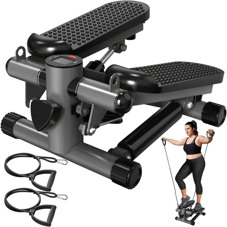 Mini Stepper para Ejercicio, Escaladora Hidráulico para Hacer Ejercicio en Casa con Bandas de Resistencia y Monitor LCD, Stepper para Entrenamiento Cardiovascular Silencioso para Piernas y Glúteos - 1 - Ver 1