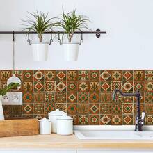 24 Floral Tile Stickers, 4x4 Inches, European Style, Peel And Stick, Waterproof PVC Tile Stickers, Farmhouse Style Kitchen And Bathroom Backsplash Decoration - 黃色 - 查看 3