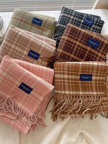 1 buc eșarfă clasică din cașmir artificial în carouri, accesoriu de modă zilnic cald și versatil, potrivită pentru decorare și protecție a gâtului