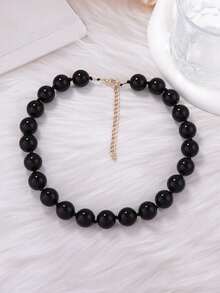 1pc Fashionable Minimalist Versatile Round Acrylic Beaded Necklace, Suitable For Women's Vacation And Daily Wear - Multicolor - View 17
