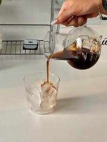 1pc Minimalist Heat-Resistant High Borosilicate Glass Drip Coffee Pot, Transparent Glass With Handle For Home Use