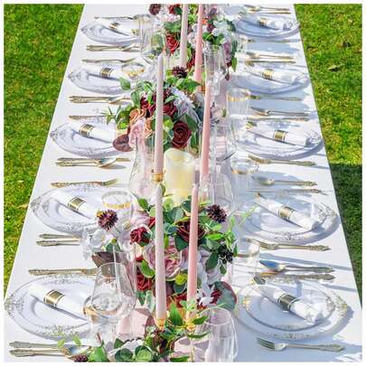 75 pièces/50 pièces/25 pièces Set de couverts dorés, convient pour les mariages en extérieur, les événements en extérieur, les pique-niques, la vaisselle de Noël