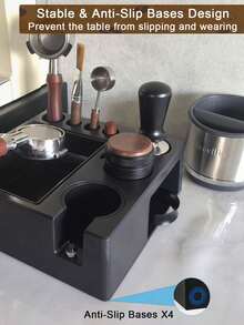 1pc Espresso Tamping Station Knock Box,Tamperstation,Espresso Station Fit For Storage 51-58mmtamper,Distributor,Portafilter,Puck Screenaccessories,9 In 1 Espresso Knock Box And Tamperstation