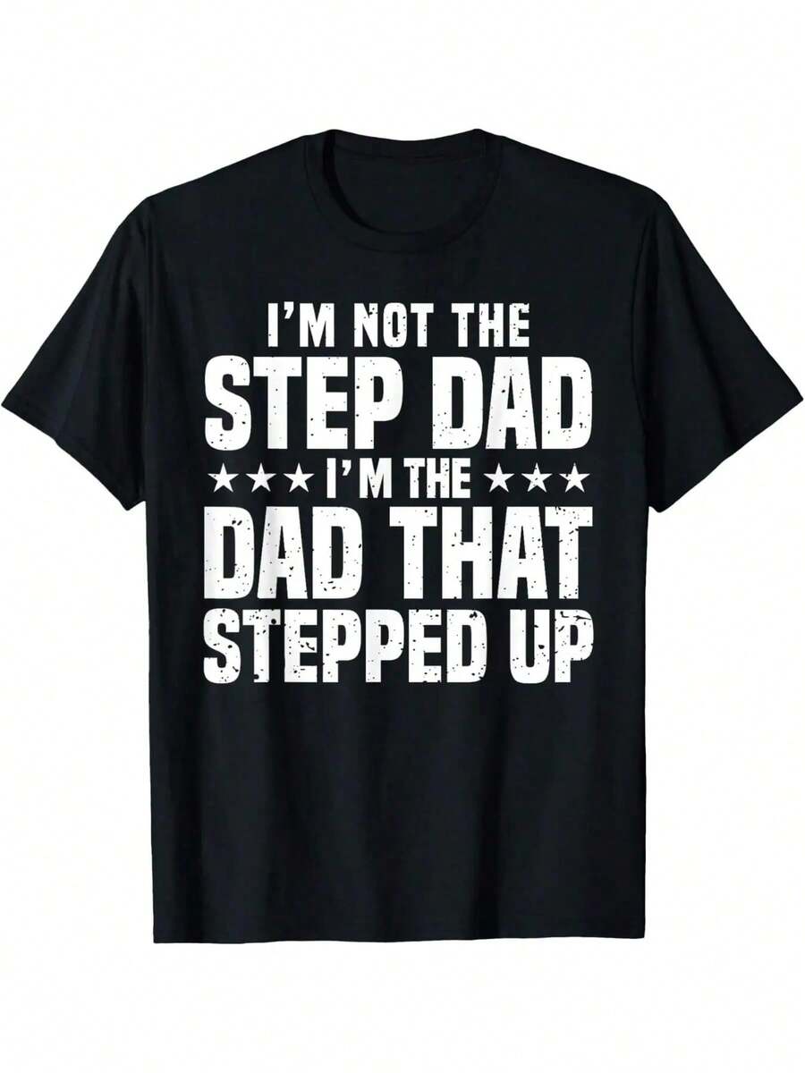 100% Cotone Fresco Passo Avanti Papà Per Uomo Padre Il Migliore Patrigno Di Sempre T-Shirt Da Donna E Uomo Vacanza Estiva Morbida Tee Vestibilità Rilassata Comfort Classico - nero - Visualizzare 1