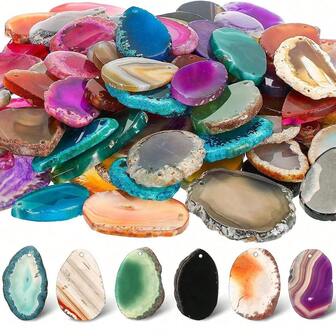 Natural Colorful Agate Slices - High-Quality Crystal Carvings, Suitable For Home Decor (Living Room, Bedroom Tabletop), Bohemian-Style Wall Decor, Handmade Crafts, Also An Ideal Gift For Crystal Enthusiasts On Holidays, Birthdays, And Housewarming