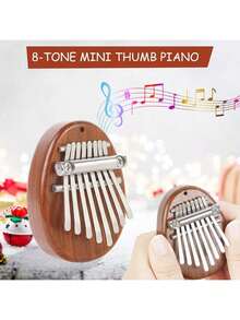 8-Key Kalimba Thumb Piano, High-Quality Mini Portable Keyboard, Convenient Party Gift, No Power Source Needed, Artificial Wood Material, Home Kitchen Party Supplies - Wood Color - View 2