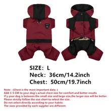 Combinaison d'hiver pour chien de compagnie - Manteau imperméable et coupe-vent à quatre pattes avec capuche, vêtement de mode pour animaux de compagnie. Veste d'hiver chaude pour chien avec design réfléchissant et sportif. Plusieurs couleurs (rose, beige, kaki, bleu, bordeaux) pour petits chiens. Idéal pour la promenade par temps froid et les activités extérieures - Rouge - Voir 20