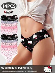 Sanrio 14pcs Assorted Sanrio Kitty Low Waist Printed Seamless Briefs For Women