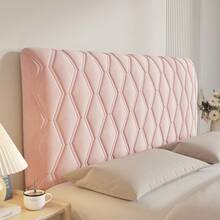 1件几何图案绗缝软垫床头板套，纯色加厚绒面全包式床头板套，弹性背衬，倚靠舒适，简约优雅，质地柔软顺滑，经久耐用，防缩水，防碰撞，适用于各种床头板形状，可拆卸机洗