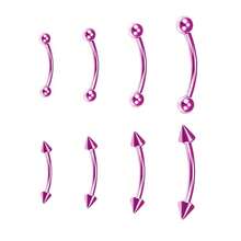 BLISI G23 Solid Titanium Eyebrow Piercing Jewelry, Gokd Black Rose Gold Silver Pink Rainbow Eyebrow Rings 16G Curved Barbell,Tiny Vertical Labret Lip Jewelry Rook Piercing Jewelry For Women And Men{Inchcolor_nameinch:Inch8pcsEyebowPiercing-Pinkinch} - 8件裝耳環-粉紅色 - 查看 1